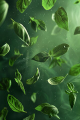 Fototapeta na wymiar Fresh green leaves in the air close up generated.Ai