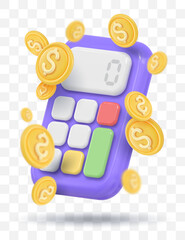 3d icon calculator. Concept of financial management