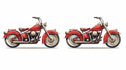 Retro red motorcycle vintage isolated. Front and side