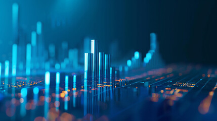 Financial stock market graph on technology abstract background. Finance and investment concept. 3d rendering. AI.