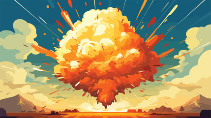 Explosion detonation and comic boom of bomb explosi