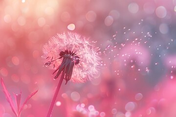 A delicate dandelion with seeds blowing away in a gentle breeze.