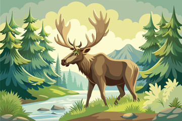 moose mammal in its natural habitat background