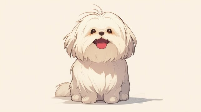 A lively depiction of a Havanese pup in a cartoon illustration