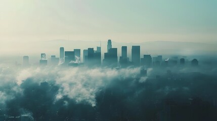 Inspiring Urban Skyline A Hazy Smog Rising with Ecoconscious Technologies and Initiatives Generative ai