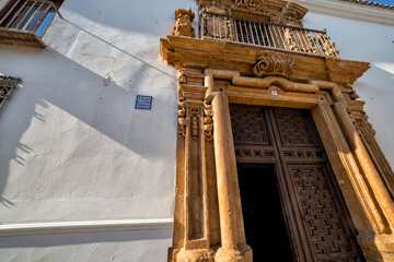 Door of Palace of the Counts of Valdeparaiso in Almagro. Ciudad Real. Spain. Europe.