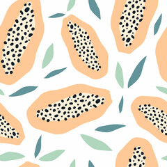 Cute papaya seamless pattern.  - 791546785