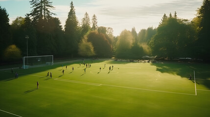 Obraz premium soccer field in the morning