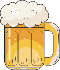 Cold Yellow Beer Mugs Bottle Toasting Cheers Illustration Graphic Element Art Card