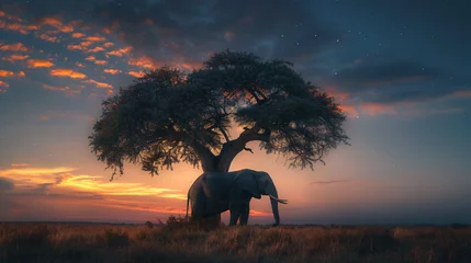 Foto op Canvas Lonely elephant on tree © UsamaR