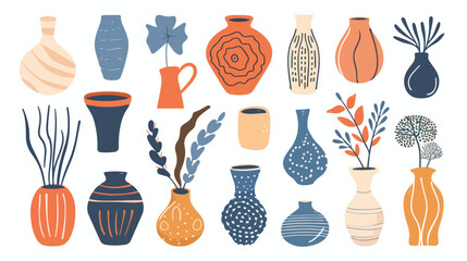 Abstract ceramic vase icon elements illustration. Tre - obrazy, fototapety, plakaty