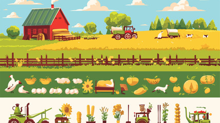 Farm and farming fields thin line icons isolated. A