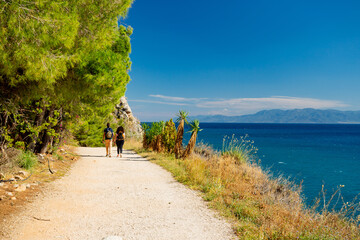 Nafplio, Greece. Walking path by the sea

