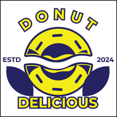 delicious donut illustration vector design with a donut split in two in yellow and blue colors in a simple style. suitable for logos, icons, posters, advertisements, banners, companies, t-shirt design