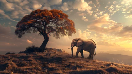 Foto op Canvas Lonely elephant on tree © UsamaR