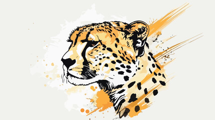 Abstract jungle animal cheetah head Hand drawn style