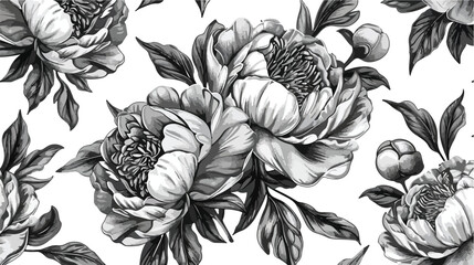 Beautiful detailed peonies seamless pattern.