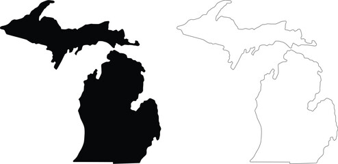 Michigan state contour silhouette outline © Evgenia