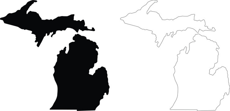 Michigan state contour silhouette outline