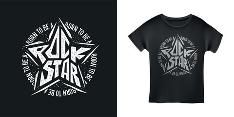 Born to be a rockstar t-shirt design typography. Creative hand drawn lettering art. Rock related text. Vector vintage illustration.