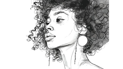 Abstract portrait of young African woman with curly h