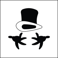 vector design illustration of a magic hand and hat in black and white with silhouette style. suitable for logos, icons, posters, advertisements, banners, companies, t-shirt designs, stickers, websites