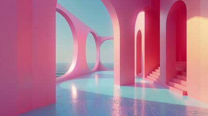 Fototapeta premium 3d render minimal style futuristic surreal