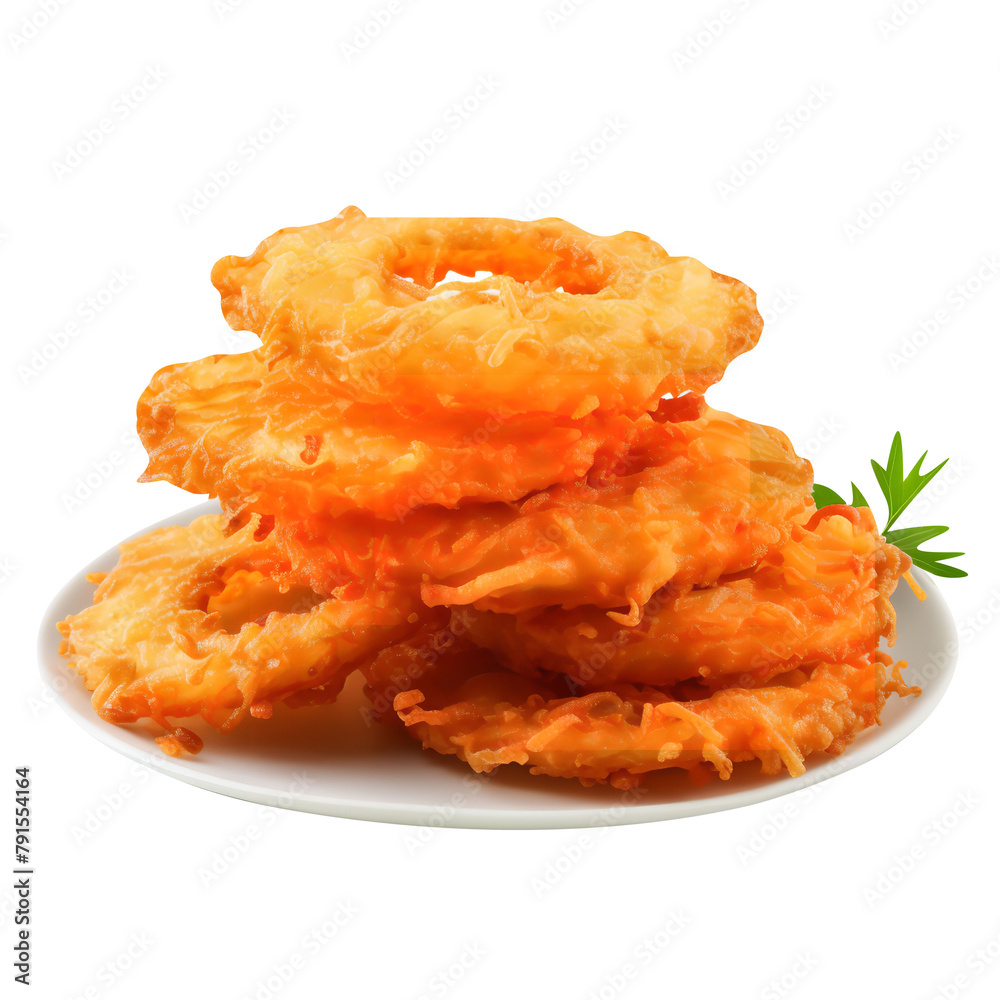 Poster Tasty Onion Rings Sliced Isolated On White Background