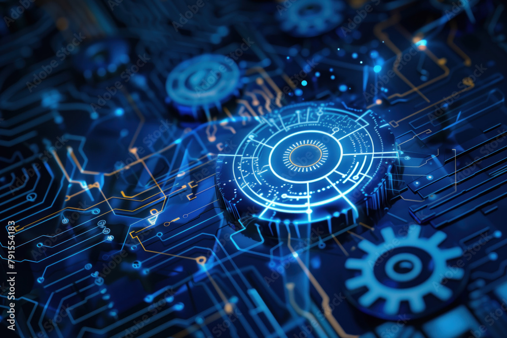 Poster digital transformation and system engineering. hi-tech futuristic background. created with generativ