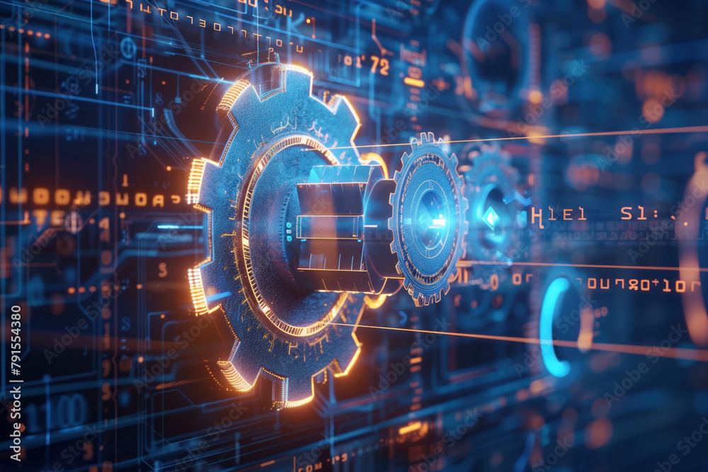 Poster digital transformation and system engineering. hi-tech futuristic background. created with generativ