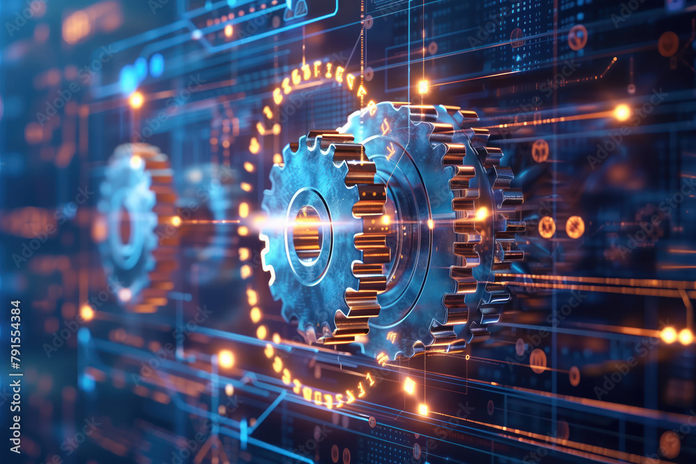 Poster digital transformation and system engineering. hi-tech futuristic background. created with generativ