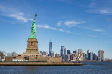 View of statue of liberty in New York City (USA)