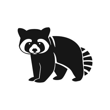 recommend clip art: Cute red panda silhouette. Cartoon animal design. Vector illustration isolated on white background. Red panda label. Black and white paint drawn.