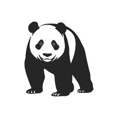 Obraz na płótnie Canvas Panda bear silhouette Logo design vector template. Funny Lazy Logo Panda animal Logotype concept icon illustration isolated on white background