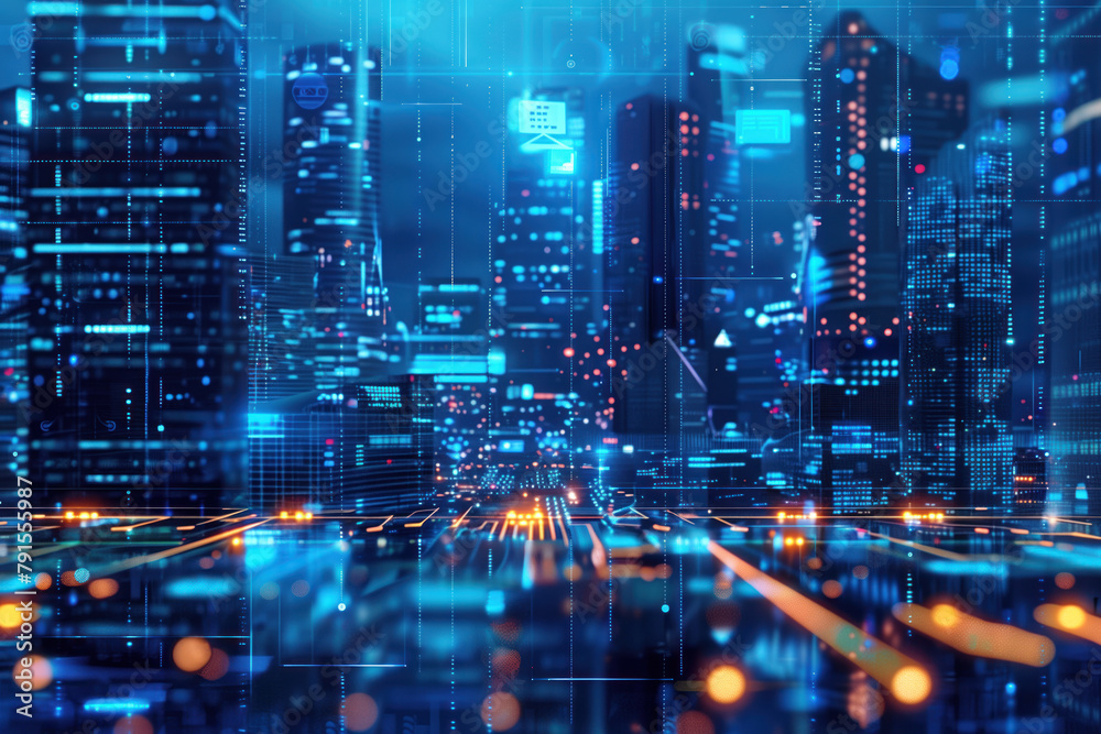 Poster digital transformation and system engineering. hi-tech futuristic background. created with generativ