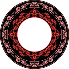 Vector Black Rounded Corner Circle Floral Frame