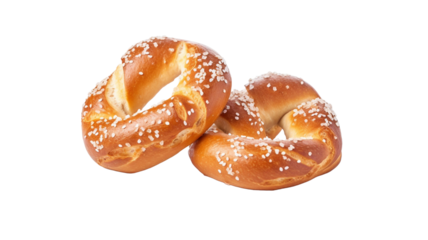 Fresh pretzel with bakery salt. Traditional pretzel. Isolated on transparent background.

