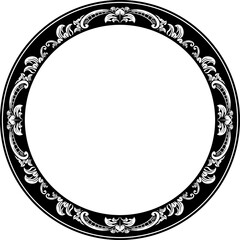Vector Black Rounded Corner Circle Floral Frame