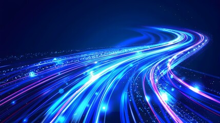 Blue light streak, fiber optic, speed line, futuristic background for 5g or 6g technology wireless data transmission, high-speed internet in abstract. internet network concept. vector design.