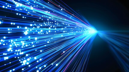 Obraz premium Blue light streak, fiber optic, speed line, futuristic background for 5g or 6g technology wireless data transmission, high-speed internet in abstract. internet network concept. vector design.