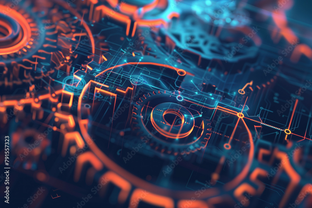 Poster digital transformation and system engineering. hi-tech futuristic background. created with generativ