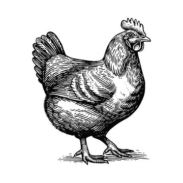 recommend clip art: chicken engraving black and white outline
