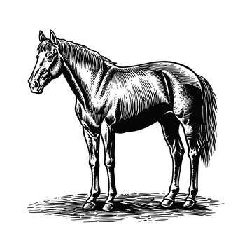 recommend clip art: horse engraving black and white outline