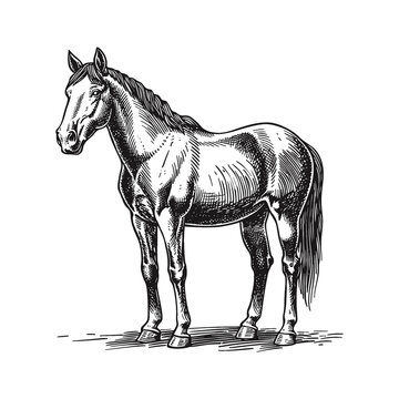 recommend clip art: horse engraving black and white outline