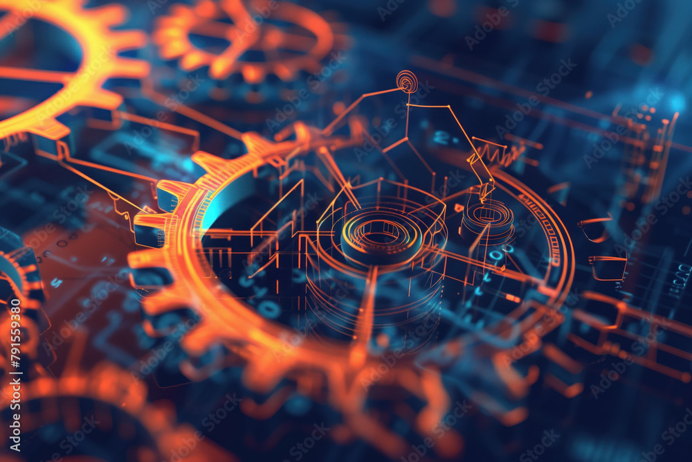 Poster digital transformation and system engineering. hi-tech futuristic background. created with generativ