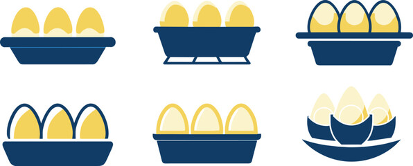 Set of flat eggs, food icon, vector illustration.