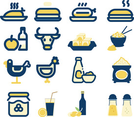 plantilla 4500xSet of flat food, food and drink icon, vector illustration.