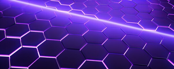 Purple background with hexagon pattern, 3D rendering illustration. Abstract purple wallpaper design for banner, poster or cover with copy space 