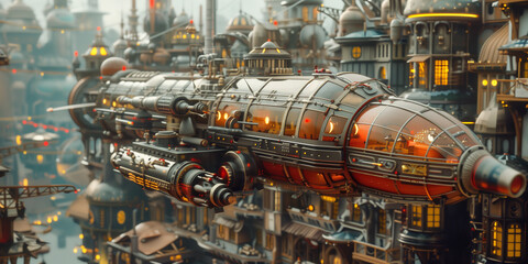 city, steampunk, industrial, gears, machinery, Victorian, retro-futuristic, steam, technology, clockwork, brass, pipes, dystopian, urban, mechanical, gears, steam engine, invention, innovation, cyberp