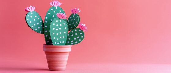 A DIY tutorial for making a vibrant cactus decoration from green card stock, ideal for adding a whimsical touch to any Cinco de Mayo gathering - obrazy, fototapety, plakaty